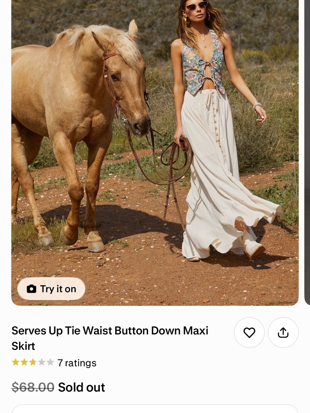 Promesa Cream Serves Up Tie-Waist Button Down Maxi Skirt